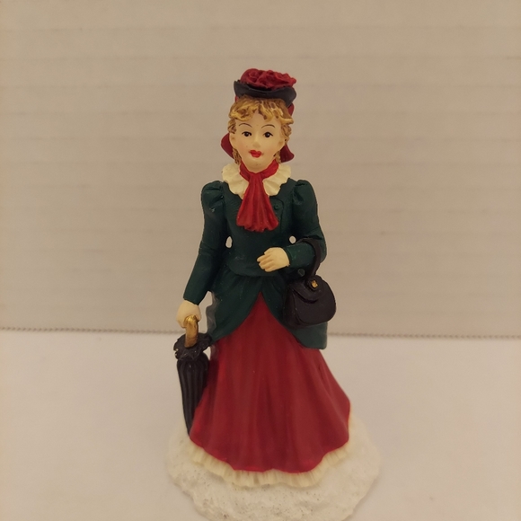 Mervyn's Village Square 1995 Lady With Umbrella Figurine - Picture 1 of 7